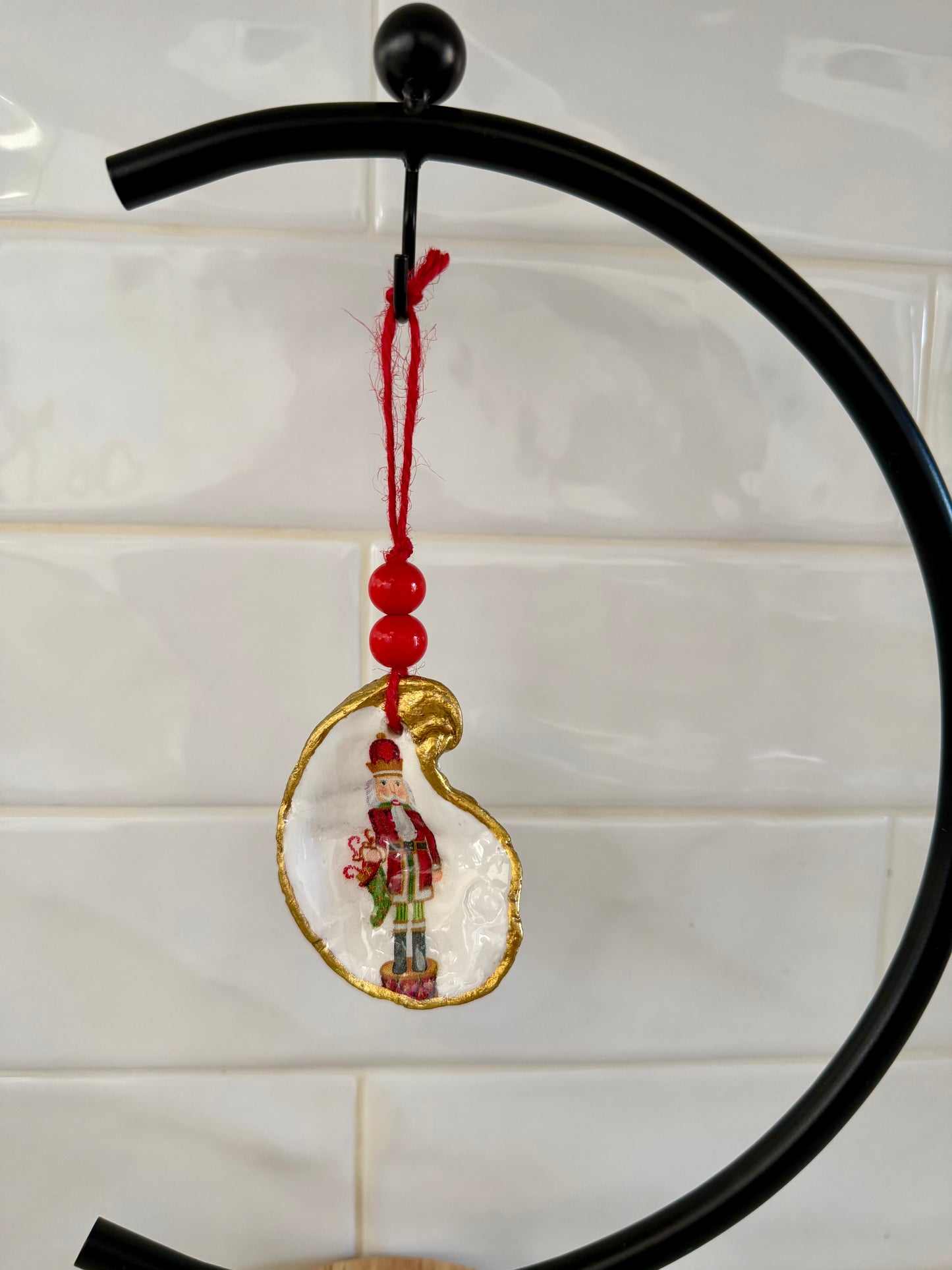 Hand-Painted Oyster Shell Christmas Ornaments