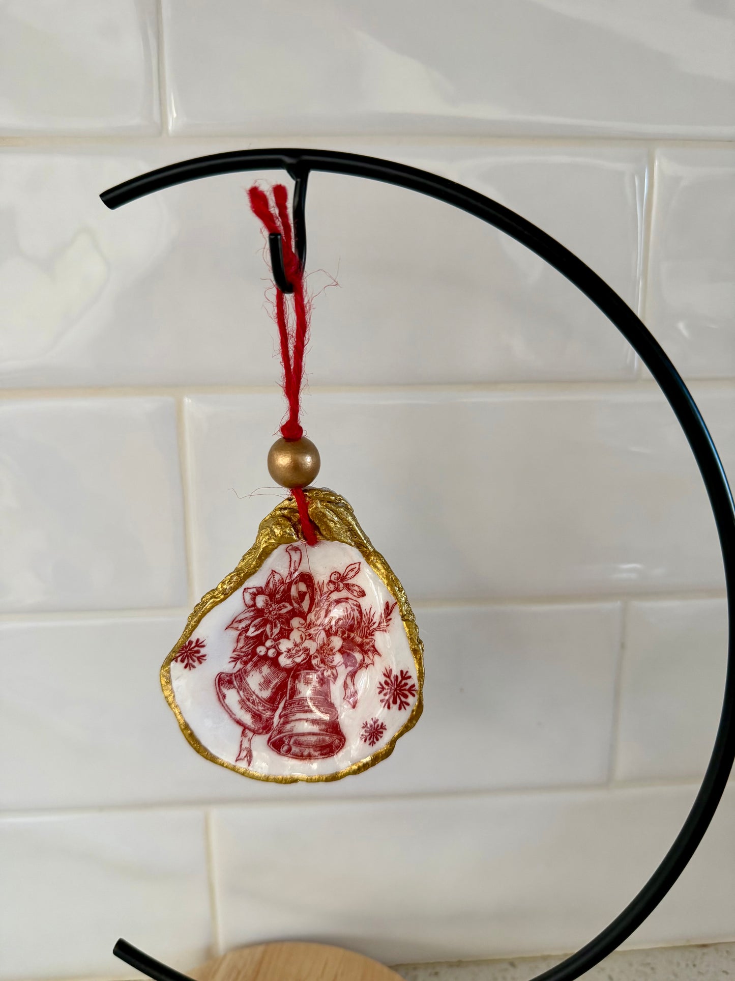 Hand-Painted Oyster Shell Christmas Ornaments