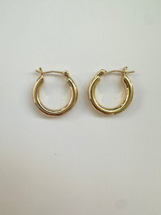 Gold-filled hoop earrings.