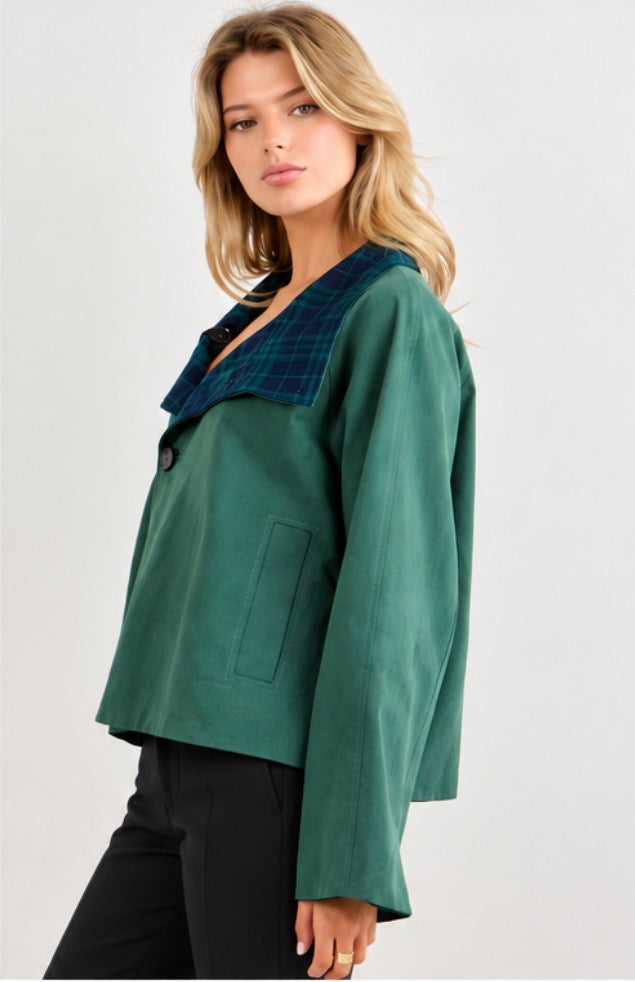 The Reversible Plaid Cropped Trench