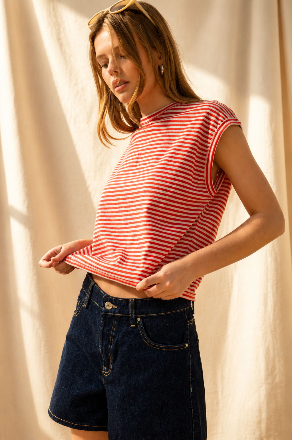 STRIPE SLUB TOP: BLACK/WHITE