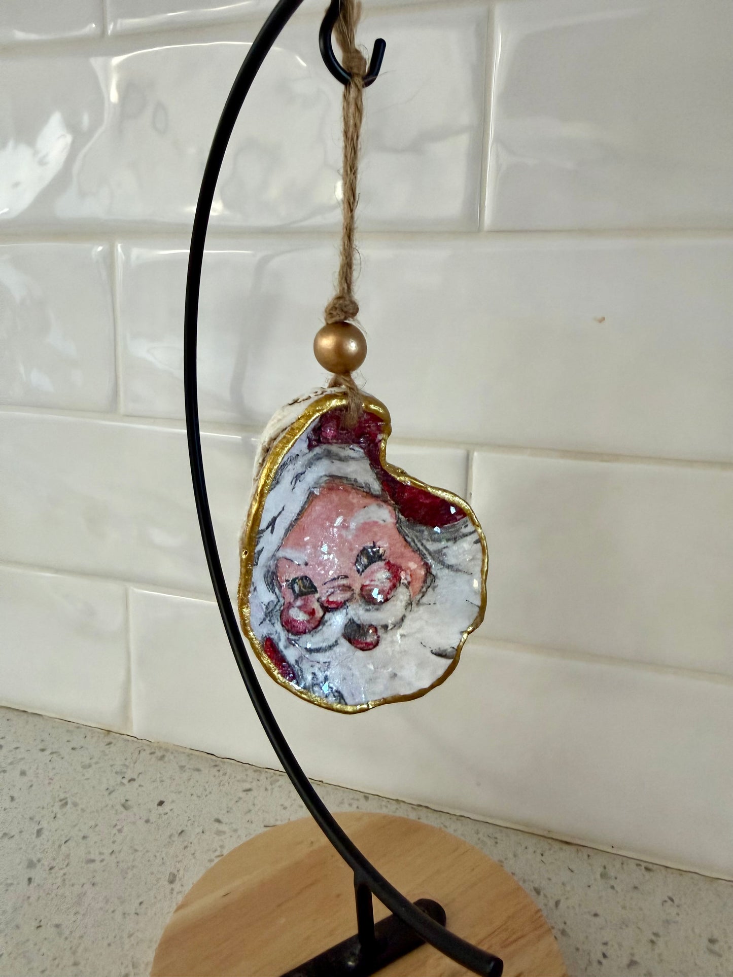 Hand-Painted Oyster Shell Christmas Ornaments