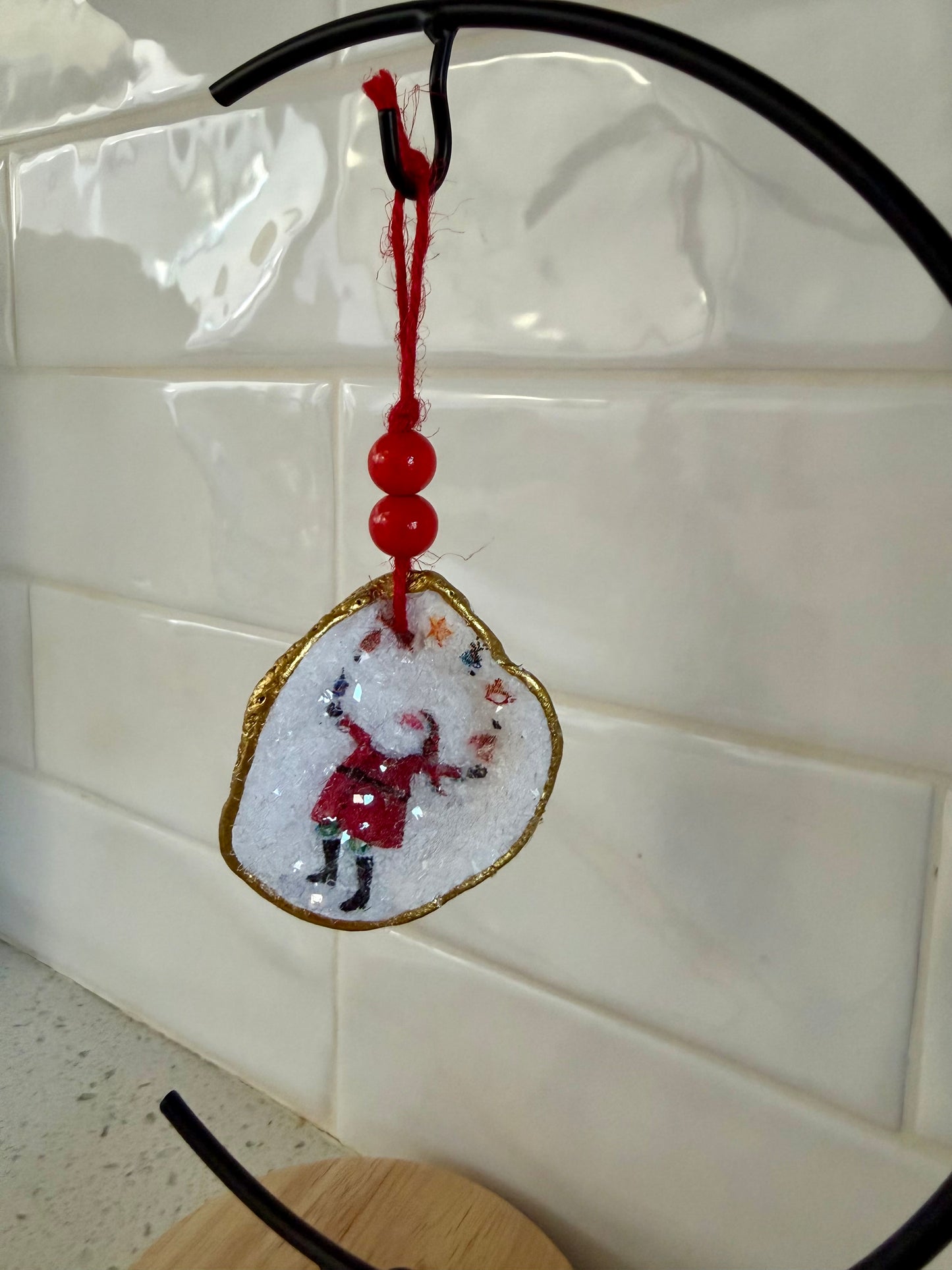 Hand-Painted Oyster Shell Christmas Ornaments