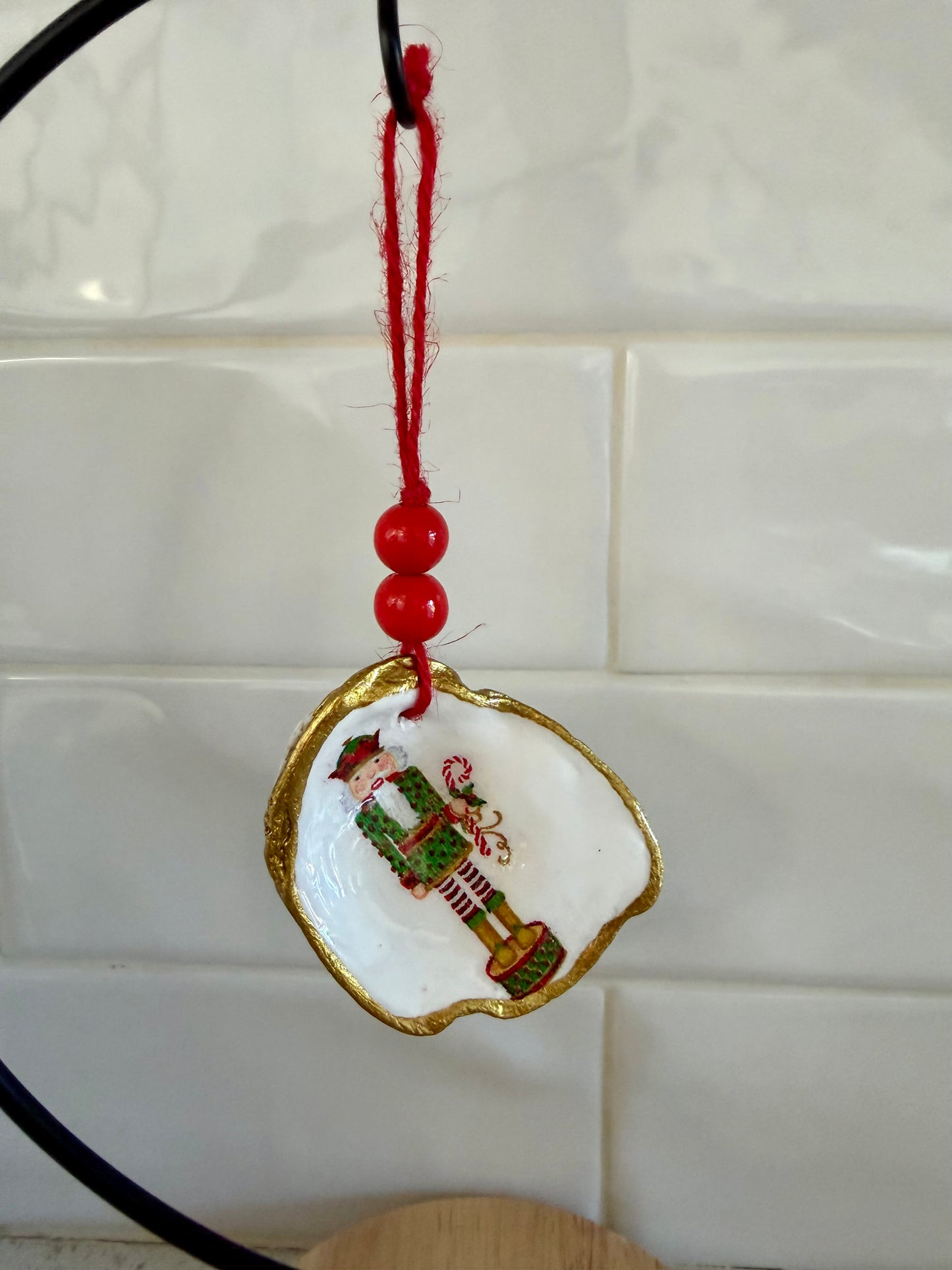 Hand-Painted Oyster Shell Christmas Ornaments