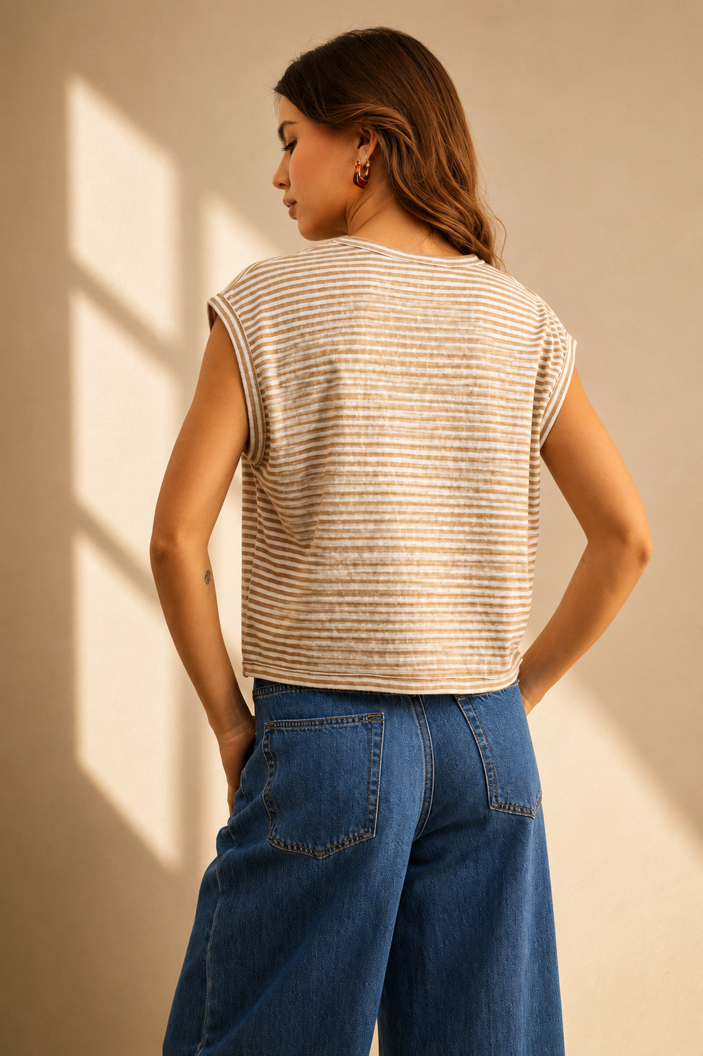 STRIPE SLUB TOP: BLACK/WHITE
