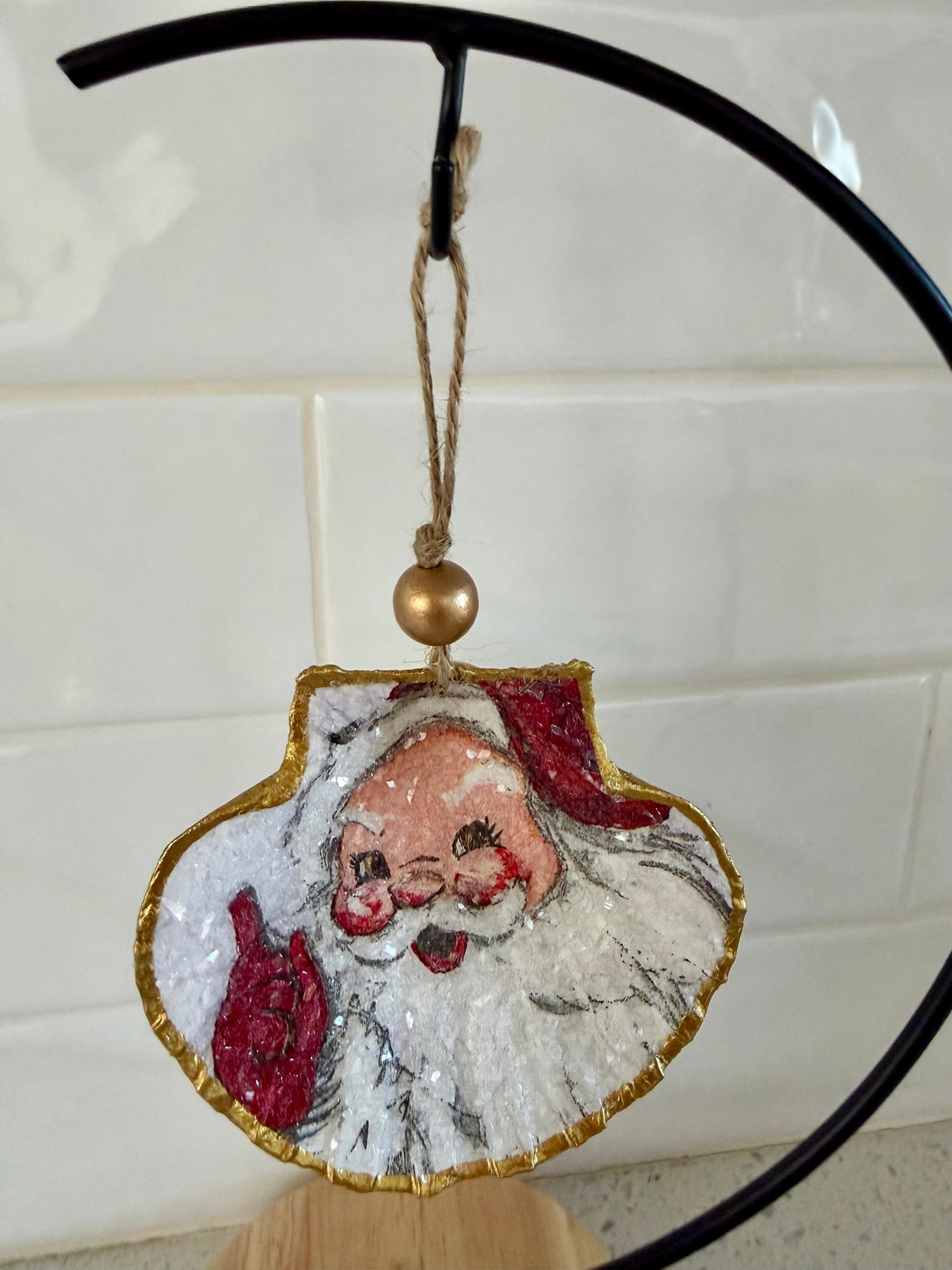 Hand-Painted Oyster Shell Christmas Ornaments