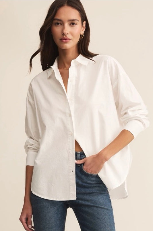 ELEVATED POPLIN BUTTON UP TOP