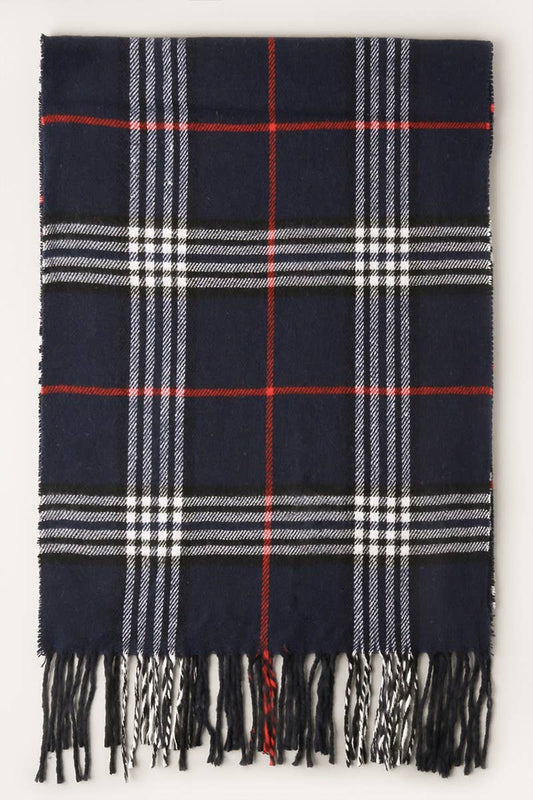 NAVY Plaid Scarf