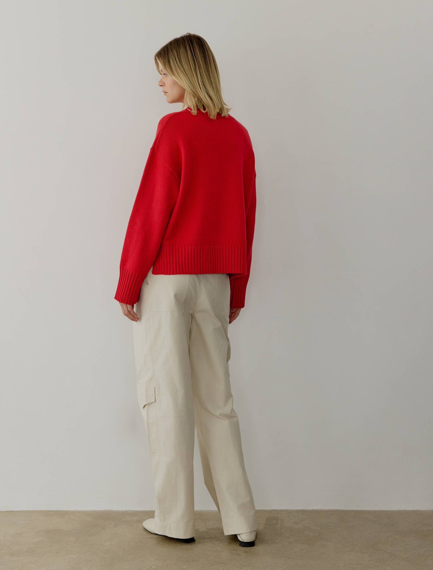 MOD REF - The Asher Sweater | Oversized Cropped Sweater: CHERRY RED / SMALL