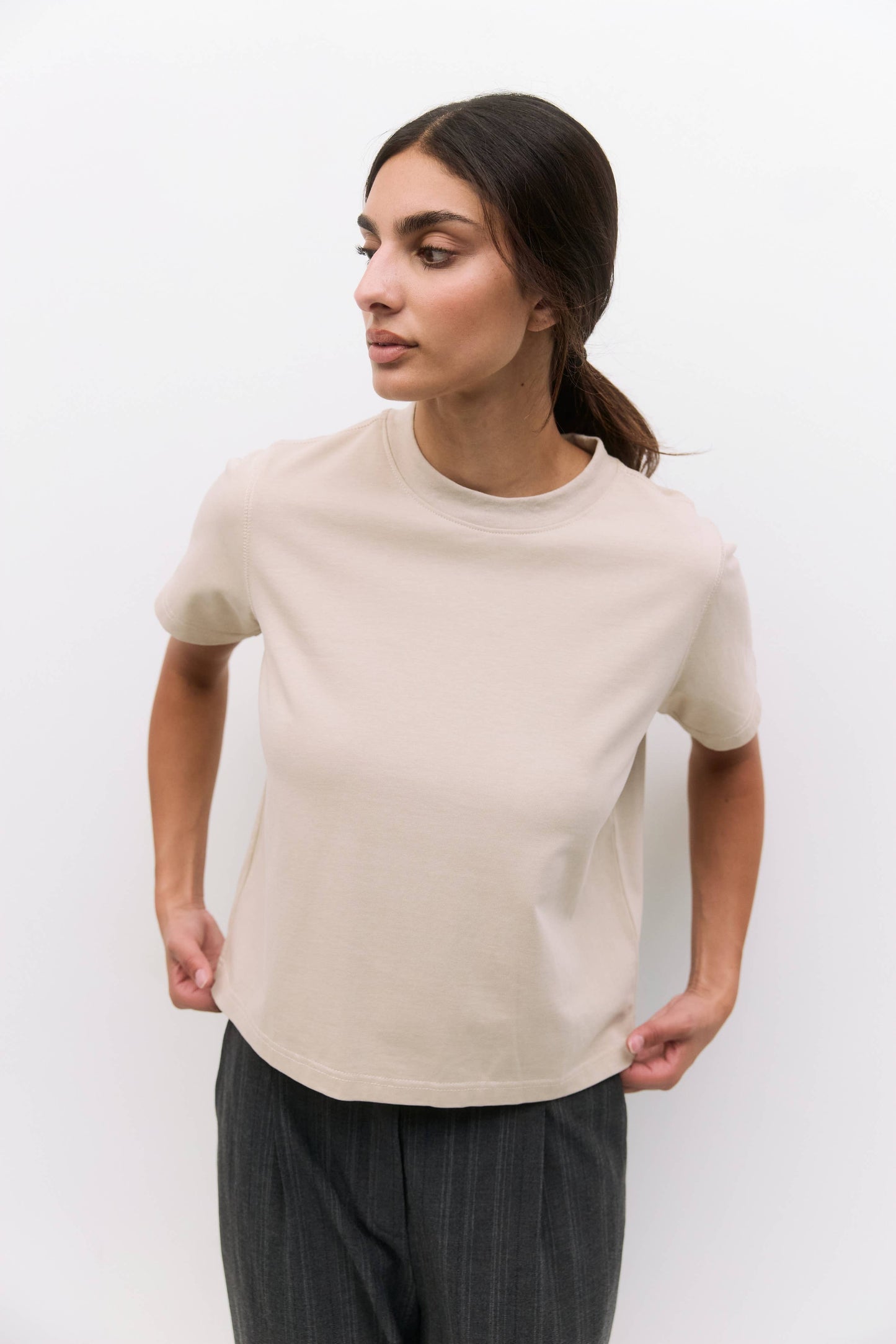 MOD REF - The Lanie Top | Women's Heavyweight Cotton T-Shirt: WHITE / LARGE