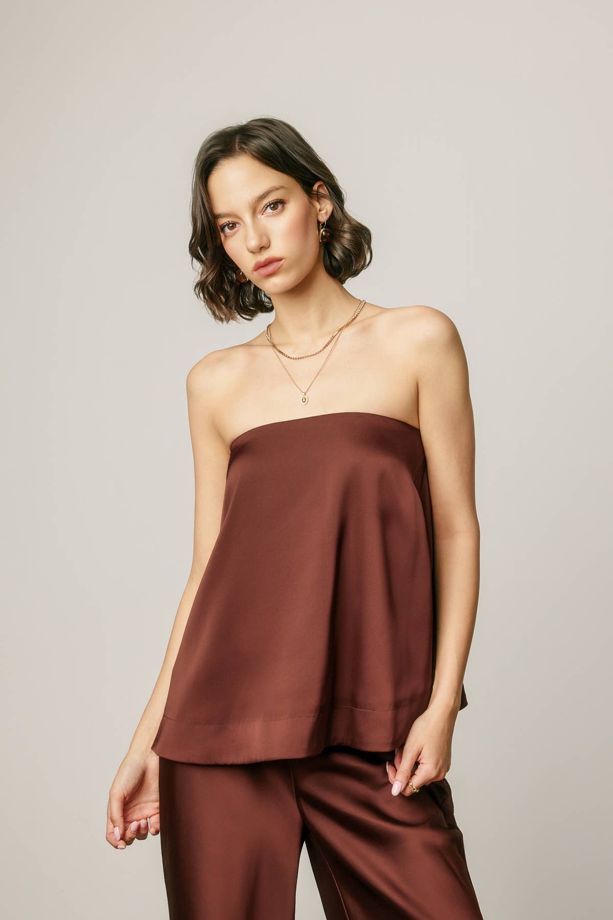 Dress Forum - Satin Strapless Bow Back Top: MIDNIGHT NAVY / S-M-L(2-2-2)