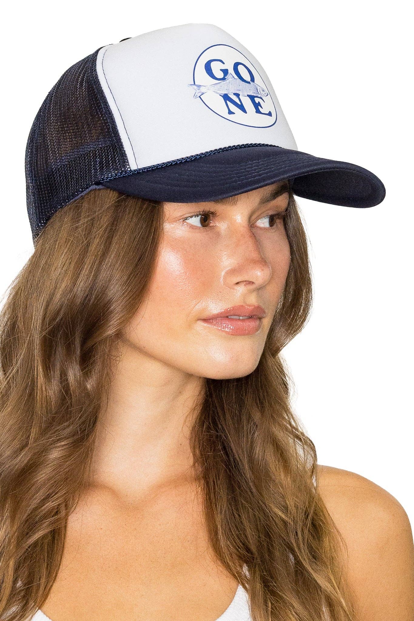 Gone Fishin Trucker Hat Navy