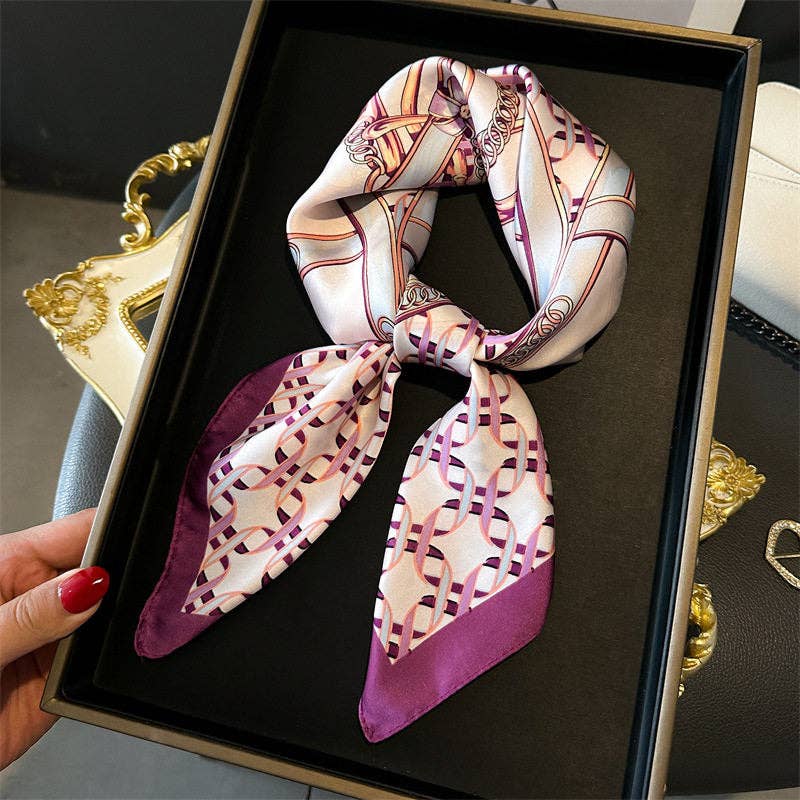 UZ Wholesale Store - Versatile Printed Square Scarf: WHITE BLUE / 70 * 70cm