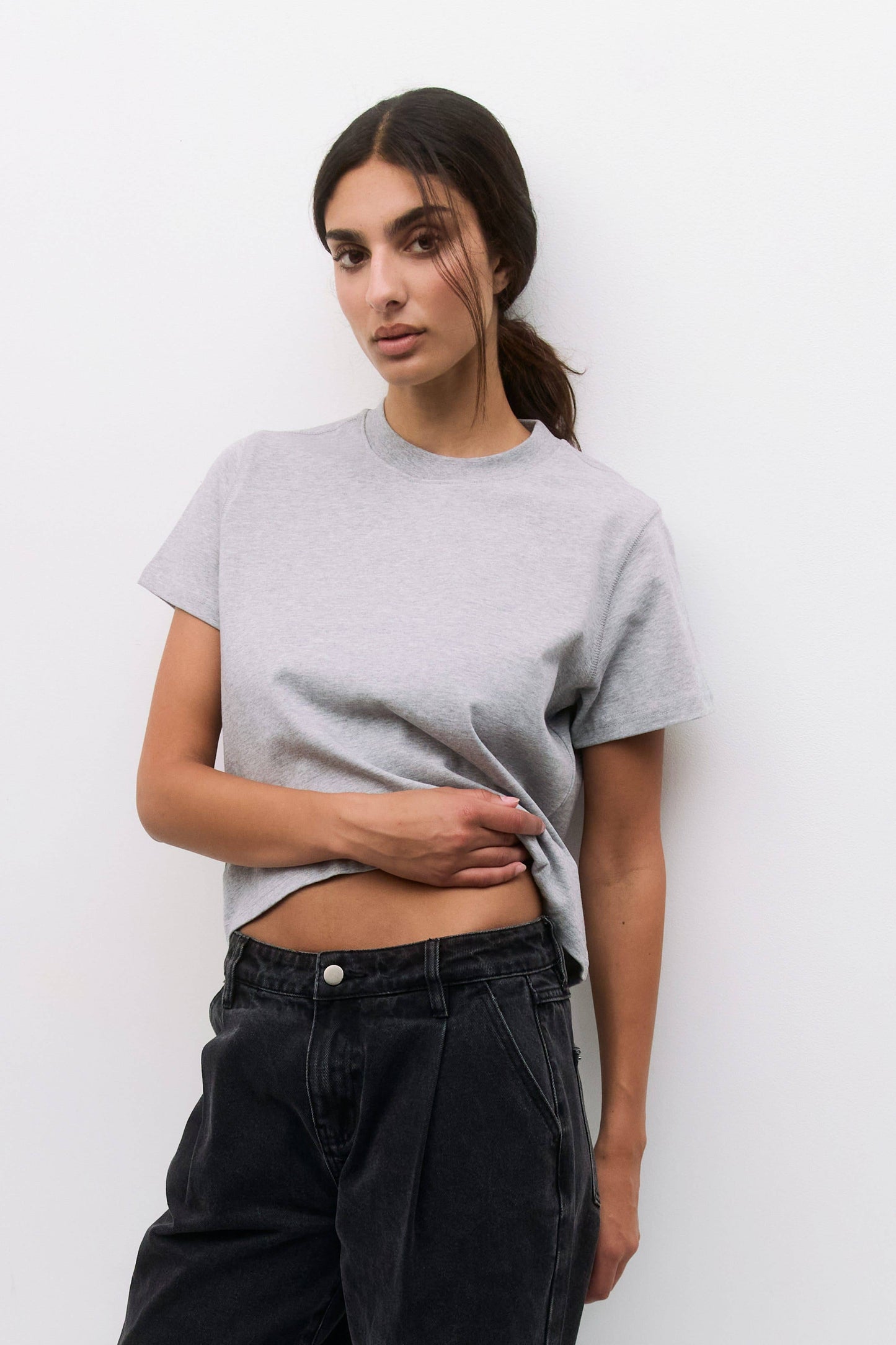 MOD REF - The Lanie Top | Women's Heavyweight Cotton T-Shirt: WHITE / SMALL