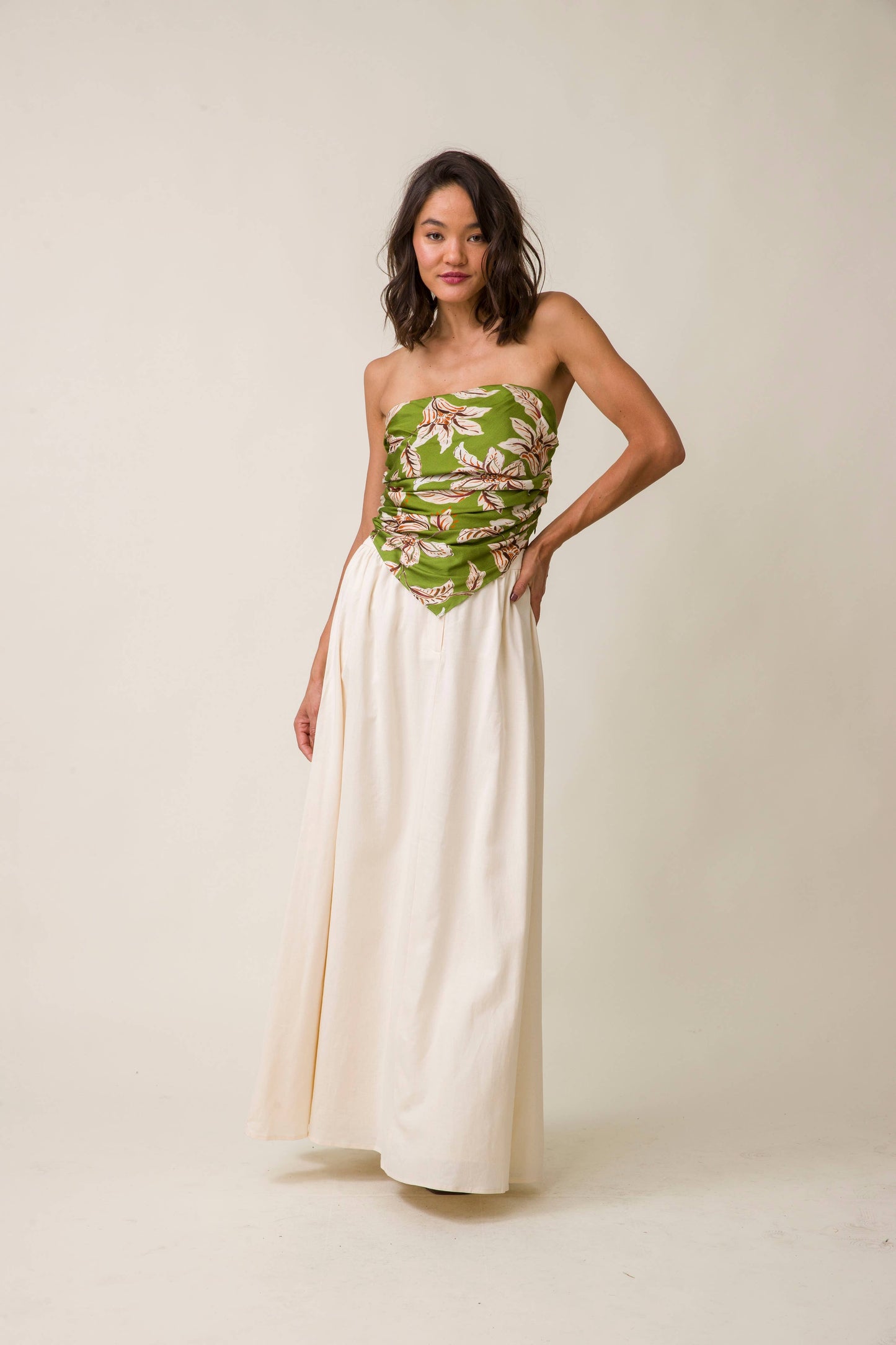 Line & Dot - MYSTIKA SCARF TOP: Avocado / S