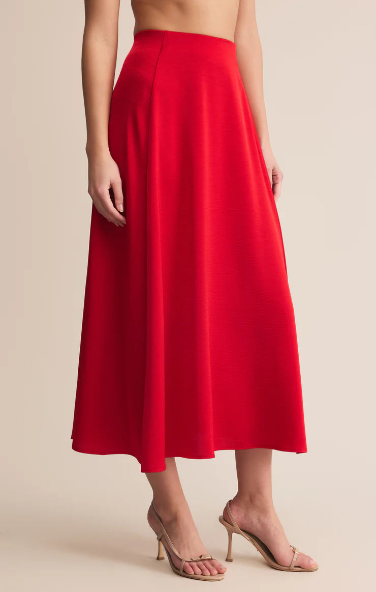 Northpointe Satin Midi Skirt (red)
