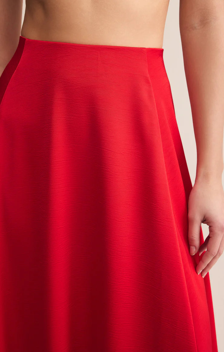 Northpointe Satin Midi Skirt (red)