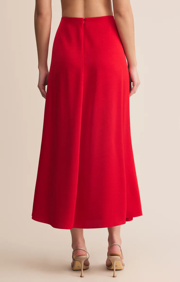 Northpointe Satin Midi Skirt (red)